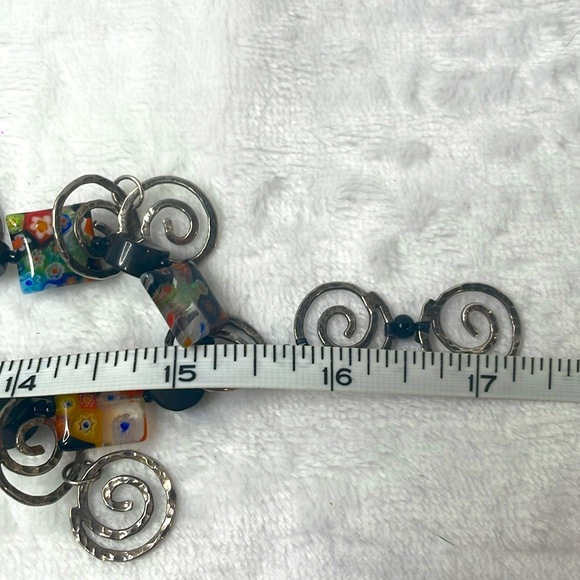 Handmade vintage necklace and earrings set. Hand blown beads. - Picture 5 of 6